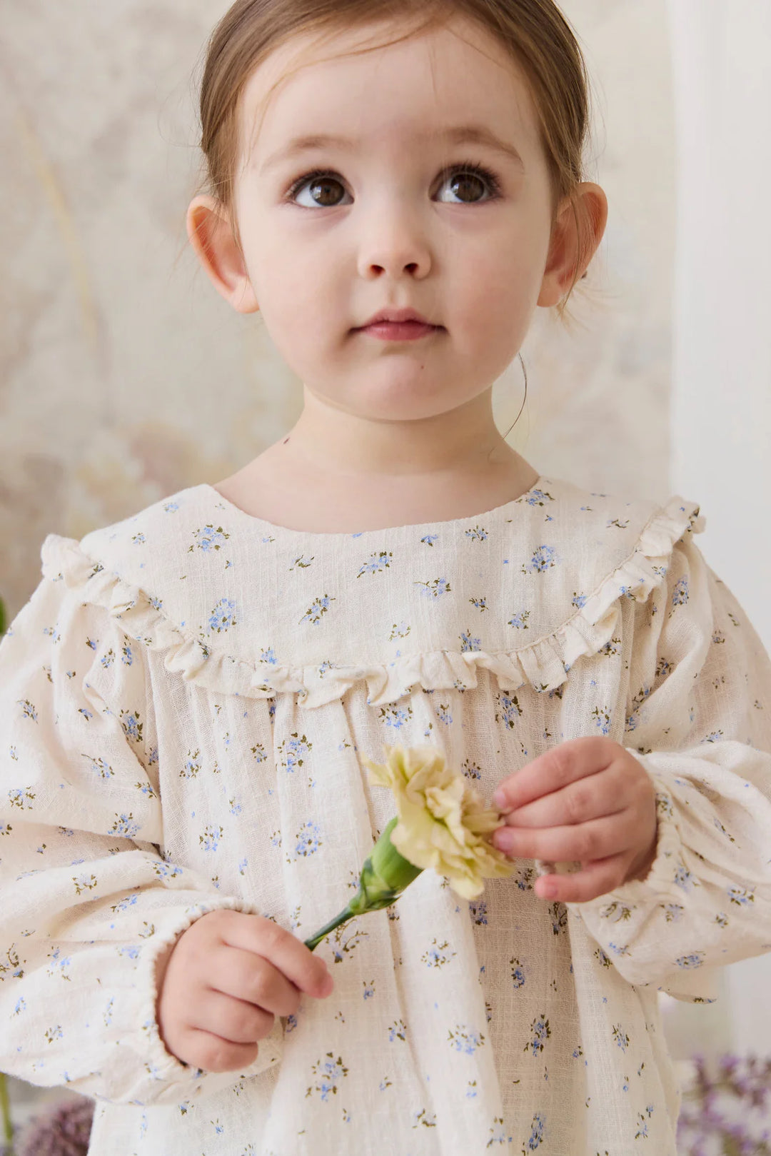 winter floral dress jamie kay Organic Cotton Dahlia Dress - Posy Milk 5YR