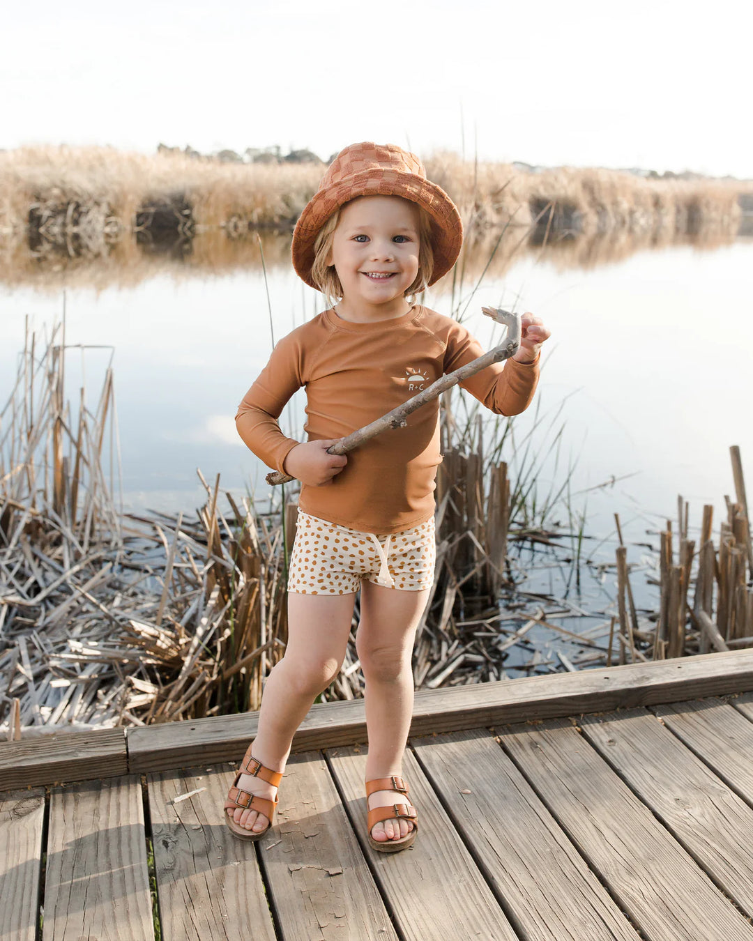 Rylee and cru swimsuit online and beach hat set 6-12m