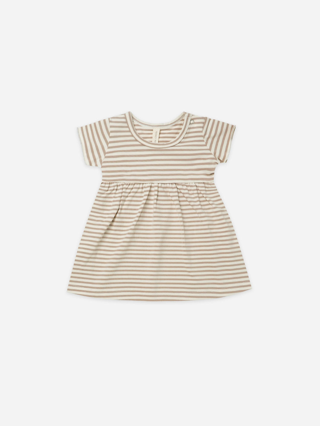 Quincy Mae Long Sleeve Flutter Dress- Cocoa Stripe Quincy Mae Long Sleeve Flutter Dress- Cocoa Stripe